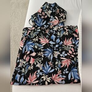 Lulu's Black Maxi Dress with Pink & Blue Floral Print